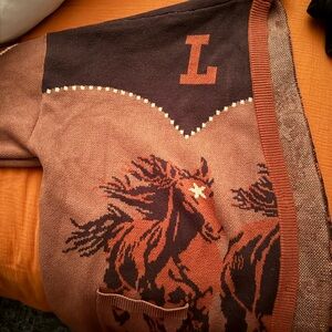 Dressed in LALA Brown and Black Horse Cardigan